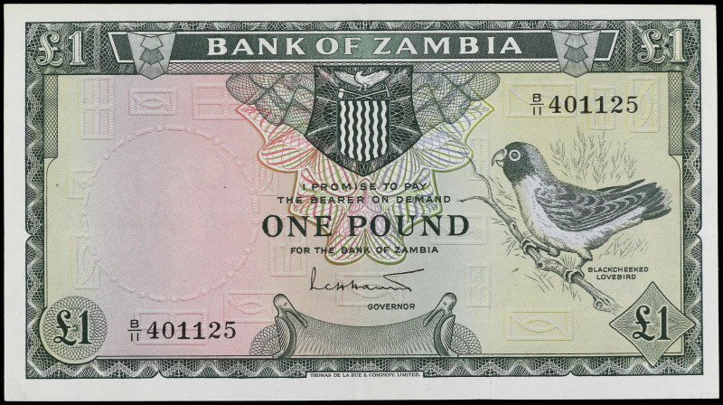 World Banknotes
1 Pound. (1964). ZAMBIA. Blackcheeked lovebird. RARO. Pick-2a. ...