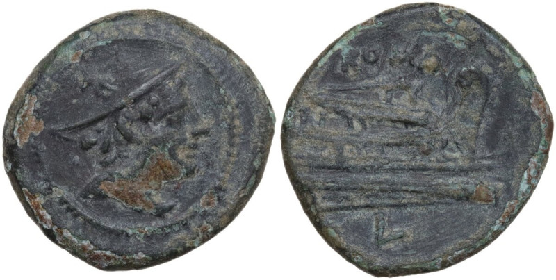 Northern Apulia, Luceria. First heavy L series. AE Semuncia, c. 214-212 BC. D/ B...