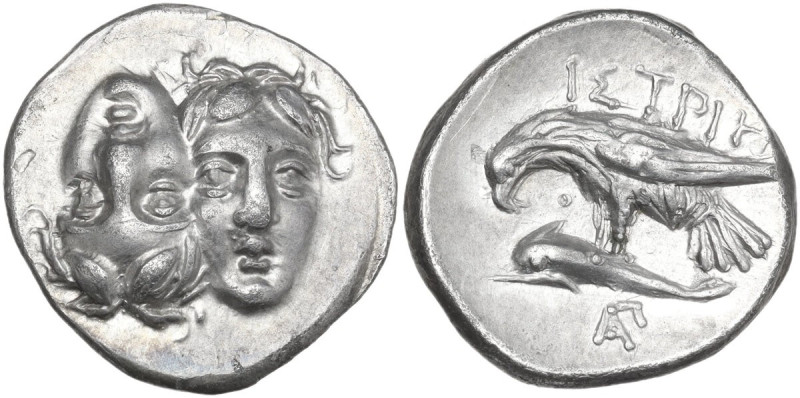 Continental Greece. Moesia, Istros. AR Drachm, c. 313-280 BC. Obv. Facing male h...