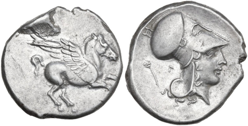 Continental Greece. Akarnania, Leukas. AR Stater, c. 435-380 BC. Obv. Pegasos fl...