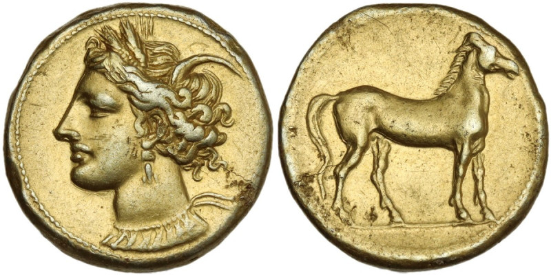 Africa. Zeugitania, Carthage. EL Stater, c. 290-270 BC. Obv. Head of Tanit left,...