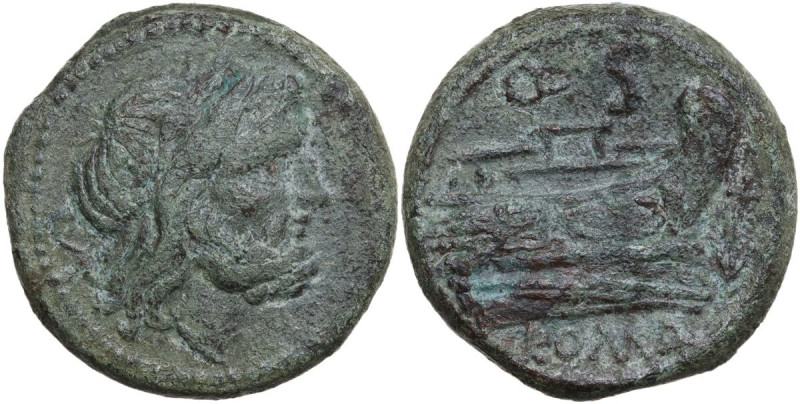 Anchor and Q series. AE Semis. South East Italy, 211-210 BC. Obv. Laureate head ...