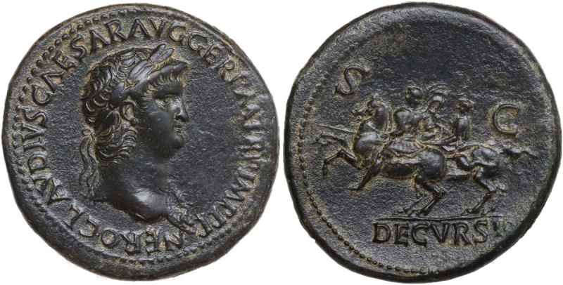 Nero (54-68). AE Sestertius,. Obv. NERO CLAVDIVS CAESAR AVG GER PM TR P IMP PP. ...