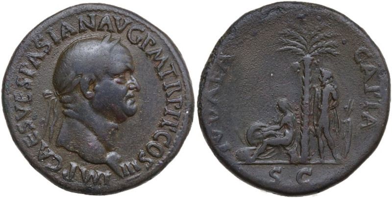 Vespasian (69-79). AE Sestertius, “Judaea Capta” commemorative. Struck AD 71. Ob...