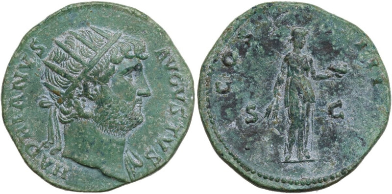 Hadrian (117-138). AE Dupondius, 125-128 AD. Obv. HADRIANVS AVGVSTVS. Radiate he...