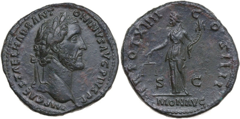 Antoninus Pius (138-161). AE Sestertius, 144 AD. Obv. IMP CAES T AEL HADR ANTONI...