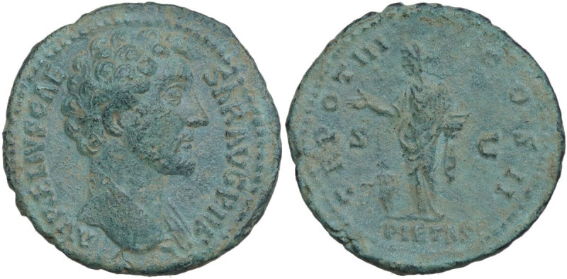 Marcus Aurelius as Caesar (139-161). AE As, Rome mint, 148-149 AD. Obv. AVRELIVS...