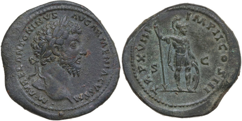 Marcus Aurelius (161-180). AE Sestertius, 163-164. Obv. M AVREL ANTONINVS AVG AR...