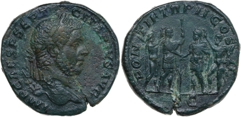 Geta (209-212). AE Sestertius, 210 AD. Obv. IMP CAES P SEPT GETA PIVS AVG. Laure...