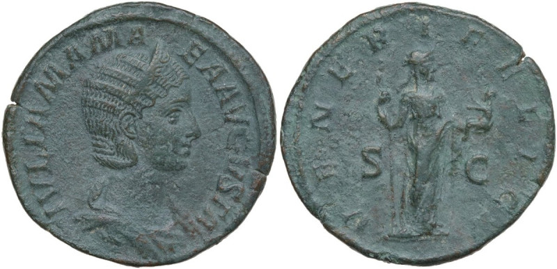 Julia Mamaea, mother of Severus Alexander (died 235 AD). AE Sestertius. Struck u...