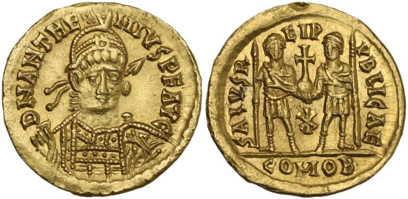 Anthemius (467-472). AV Solidus. Rome mint, 468 AD. Obv. D N ANTHEMIVS P F AVG. ...