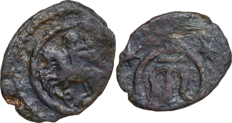 Genoese Colonies. Caffa. AE Follar. D/ St. George killing the dragon. R/ Ghireie...