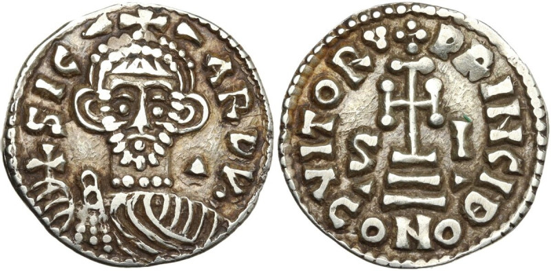 Benevento. Sicardo (832-839). Solido. D/ Busto frontale coronato e con chlamys, ...