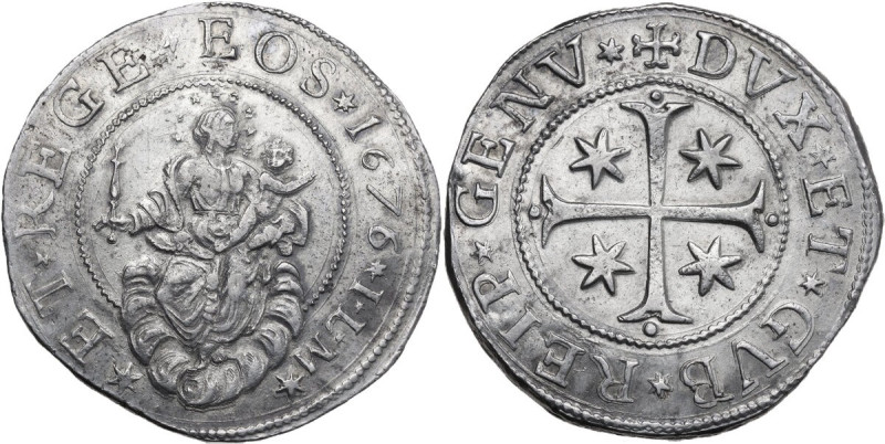 Genova. Dogi Biennali (1528-1797), III fase (1637-1797). Scudo stretto 1676, sig...