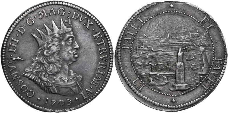 Livorno. Cosimo III de' Medici (1670-1723). Tollero 1703. D/ Busto a destra con ...