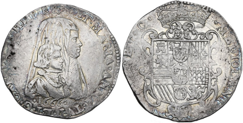 Milano. Carlo II di Spagna e Maria Anna d'Austria (1665-1675). Filippo 1666. D/ ...