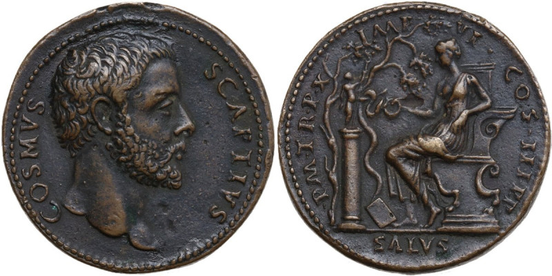 Cosimo Scapti, personaggio italiano del XVI secolo. Medaglia (padovanino). D/ CO...