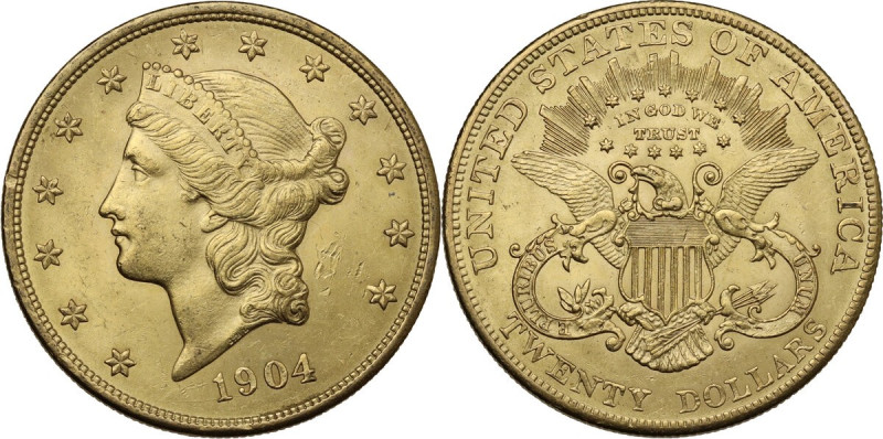 USA. 20 dollars 1904 'Liberty Head', Philadelphia mint. KM 74.3; Fried. 177. AV....