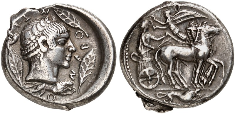COINS OF THE GREEK WORLD. SICILY. Leontinoi. Tetradrachm shortly after 480 BC. D...