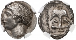 COINS OF THE GREEK WORLD. THRACE. Apollonia Pontica. Tetradrachm Late 5th-4th centuries BC. Leoprepes, magistrate. Head of Apollo left, wearing laurel...