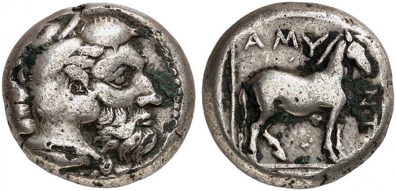 COINS OF THE GREEK WORLD. MACEDONIAN KINGDOM. Amyntas III. 393-369 BC. Didrachm ...