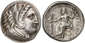 COINS OF THE GREEK WORLD. MACEDONIAN EMPIRE. Alexander III, 336-323. Tetradrachm c. 325-323/2 BC, Amphipolis. Head of Herakles to right, wearing lion ...