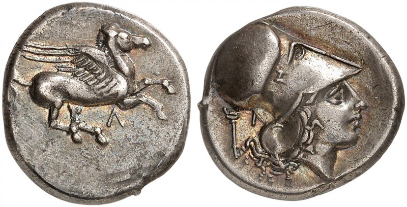 COINS OF THE GREEK WORLD. AKARNANIA. Leukas. Stater c. 350-320 BC. Pegasus flyin...