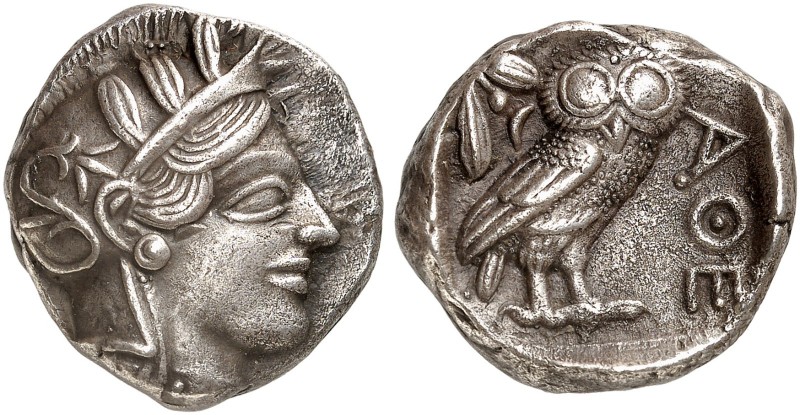 COINS OF THE GREEK WORLD. ATTICA. Athens. Tetradrachm c. 430-420 BC. Head of Ath...