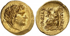 COINS OF THE GREEK WORLD. KINGS OF PONTUS. Mithradates VI, 120-63. Gold stater 88/86 BC, Istros. First Mithradatic War issue. In the name and types of...