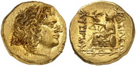 COINS OF THE GREEK WORLD. KINGS OF PONTUS. Mithradates VI, 120-63. Gold stater 88/86 BC, Istros. First Mithradatic War issue. In the name and types of...