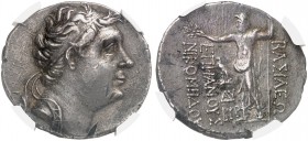 COINS OF THE GREEK WORLD. KINGS OF BITHYNIA. Nicomedes III, 127-94. Tetradrachm dated CY 192 (106/5 BC). Diademed head right. Rv. Zeus Stephanophoros ...
