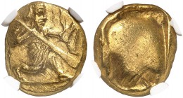 COINS OF THE GREEK WORLD. PERSIAN EMPIRE. Achaemenid Kings. Time of Xerxes II to Artaxerxes II, c. 420-375 BC. Daric, Sardes. Persian king or hero in ...
