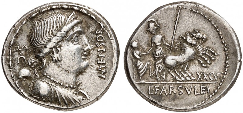 ROMAN REPUBLIC. L. Farsuleius Mensor, 76 BC. Denarius 76 BC, Rome. MENSOR - S•C ...
