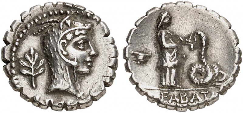 ROMAN REPUBLIC. L. Roscius Fabatus, 59 BC. Denarius 59 BC, Rome. L•ROSCI Head of...