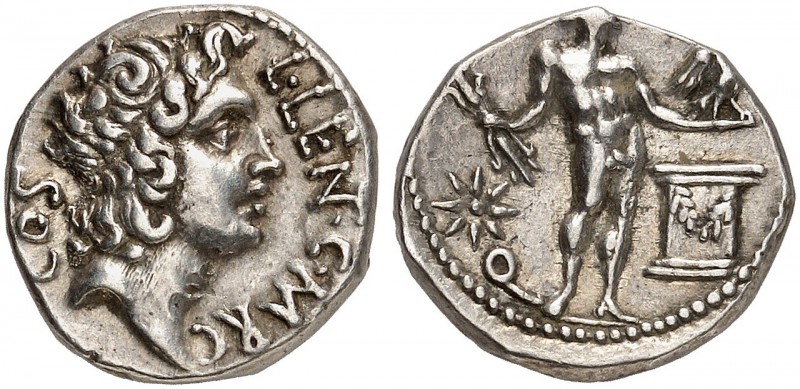 ROMAN REPUBLIC. L. Cornelius Lentulus and C. Claudius Marcellus, 49 BC. Denarius...