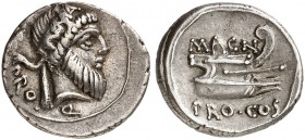 ROMAN REPUBLIC. Cn. Pompeius Magnus, 49 BC. Denarius 49 BC, Mobile mint with Pompey. With Cn. Calpurnius Piso. (CN·PISO)·PRO - Q Bearded head of Numa ...