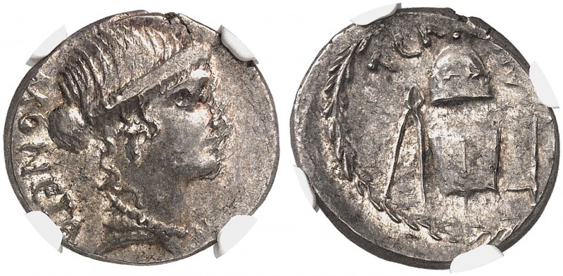 ROMAN REPUBLIC. T. Carisius, 46 BC. Denarius 46 BC, Rome. MONETA Draped bust of ...