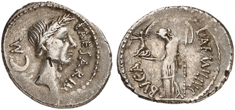 ROMAN REPUBLIC. C. Iulius Caesar and L. Aemilius Buca, 44 BC. Denarius January-F...