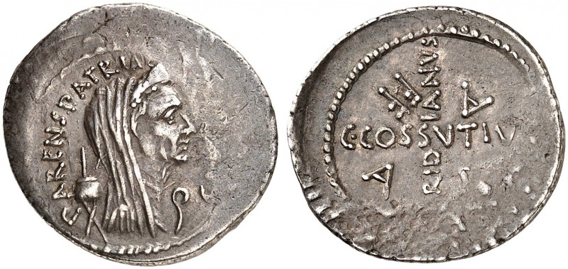 ROMAN REPUBLIC. C. Iulius Caesar and C. Cossutius Maridianus, moneyer, 44 BC. De...
