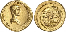 ROMAN EMPIRE. Nero, as Caesar, 50-54. Aureus 51-54, Rome. NERONI CLAVDIO DRVSO GERM COS DESIGN Bare-headed and draped bust of Nero to right. Rv. EQVES...