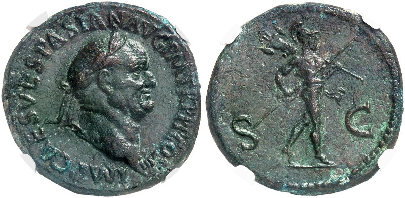 ROMAN EMPIRE. Vespasianus, 69-79. Sestertius 71, Rome. IMP CAES VESPASIAN AVG P ...
