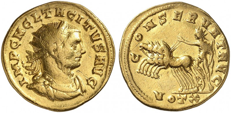 ROMAN EMPIRE. Tacitus, 275-276. Binio 275, Rome. IMP C M CL TACITVS AVG Radiate,...