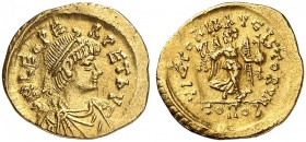 ROMAN EMPIRE. Leo I, 457-474. Tremissis 457/468, Constantinople. D N LEO PE RPET AVG Draped, diademed bust to right. Rv. VICTORIA AVGVSTORVM Victory a...
