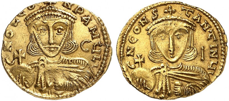 BYZANTINE EMPIRE. Leo III the "Isaurian", 717-741, with Constantinus V. Solidus ...