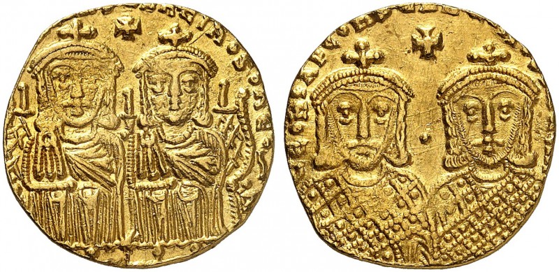 BYZANTINE EMPIRE. Leo IV, 775-780, with Constantinus VI. Solidus 778-780, Consta...