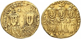 BYZANTINE EMPIRE. Constantinus VI, 780-797, and Irene with Leo III, Constantinus V und Leo IV. Solidus 790/792, Constantinople. Crowned bust of Consta...
