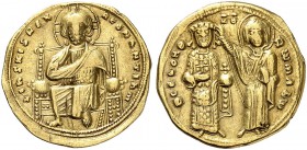BYZANTINE EMPIRE. Romanus III Argyrus, 1028-1034. Histamenon, Constantinople. +IhS XIS RЄX RЄGNANTIhm Christ Pantokrator seated facing on throne, hold...