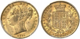 AUSTRALIEN. Victoria, 1837-1901. Sovereign 1871 S, Sydney. Young head. WW in relief. Seaby 3855. Fr. 11. PCGS MS62. (~€ 350/USD 405)