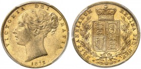 AUSTRALIEN. Victoria, 1837-1901. Sovereign 1872 S, Sydney. Young head. Seaby 3855. Fr. 11. PCGS MS62. (~€ 350/USD 405)