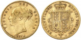 AUSTRALIEN. Victoria, 1837-1901. Half sovereign 1872 S, Sydney. Second larger young head. Nose points to T. 3.88 g. Seaby 3862 A. Fr. 13. Sehr schön /...